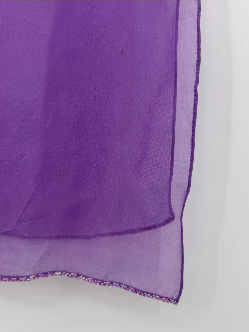 Unbranded Purple Chiffon Scarf Shawl Beaded Long Accessory Overlay